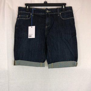 PAIGE Bermuda Jean Shorts Dark Blue Wash Size 29
